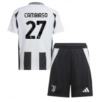 Dres Juventus Andrea Cambiaso #27 Domáci pre deti 2024-25 Krátky Rukáv (+ trenírky)